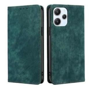 For Xiaomi Redmi 12 4G RFID Anti-theft Brush Magnetic Leather Phone Case(Green)