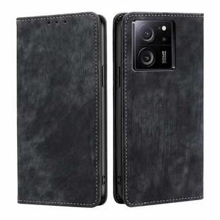 For Xiaomi Redmi K60 Ultra RFID Anti-theft Brush Magnetic Leather Phone Case(Black)