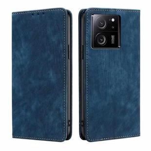 For Xiaomi Redmi K60 Ultra RFID Anti-theft Brush Magnetic Leather Phone Case(Blue)