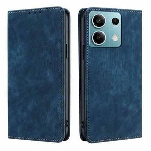 For Xiaomi Redmi Note 13 4G RFID Anti-theft Brush Magnetic Leather Phone Case(Blue)