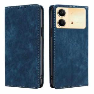 For Xiaomi Redmi Note 13R Pro 5G RFID Anti-theft Brush Magnetic Leather Phone Case(Blue)