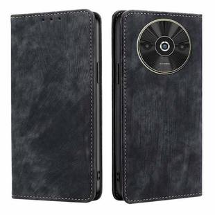 For Xiaomi Redmi A3 4G RFID Anti-theft Brush Magnetic Leather Phone Case(Black)