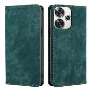 For Xiaomi Redmi Turbo 3 5G RFID Anti-theft Brush Magnetic Leather Phone Case(Green)