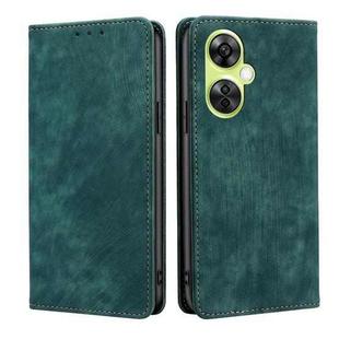 For OnePlus Nord CE 3 Lite 5G RFID Anti-theft Brush Magnetic Leather Phone Case(Green)