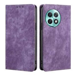 For OnePlus Ace 2 Pro RFID Anti-theft Brush Magnetic Leather Phone Case(Purple)