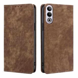 For OnePlus Ace 3V 5G RFID Anti-theft Brush Magnetic Leather Phone Case(Brown)