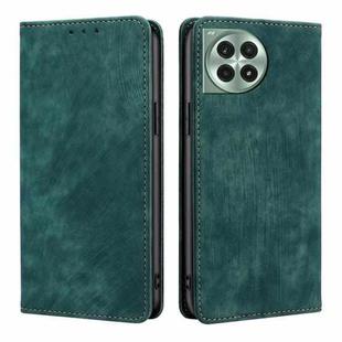 For OnePlus Ace 3 Pro 5G RFID Anti-theft Brush Magnetic Leather Phone Case(Green)