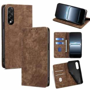 For OnePlus Ace 5 Ultra / Nord 5 RFID Anti-theft Brush Magnetic Leather Phone Case(Brown)