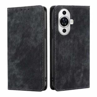 For Huawei nova 11 4G RFID Anti-theft Brush Magnetic Leather Phone Case(Black)