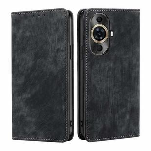 For Huawei nova 11 Pro 4G / 11 Ultra 4G RFID Anti-theft Brush Magnetic Leather Phone Case(Black)