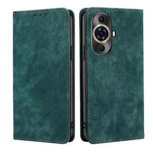 For Huawei nova 11 Pro 4G / 11 Ultra 4G RFID Anti-theft Brush Magnetic Leather Phone Case(Green)