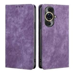 For Huawei nova 11 Pro 4G / 11 Ultra 4G RFID Anti-theft Brush Magnetic Leather Phone Case(Purple)
