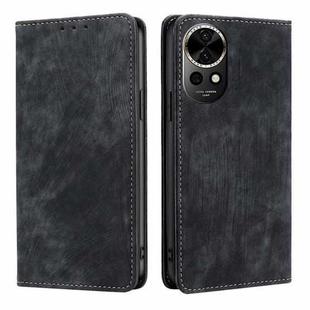 For Huawei nova 12 5G RFID Anti-theft Brush Magnetic Leather Phone Case(Black)