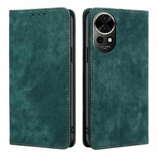 For Huawei nova 12 5G RFID Anti-theft Brush Magnetic Leather Phone Case(Green)