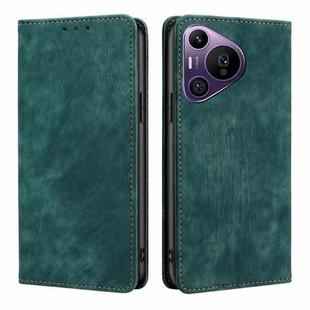 For Huawei Pura 70 Pro / Pro+ RFID Anti-theft Brush Magnetic Leather Phone Case(Green)