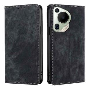 For Huawei Pura 70 Ultra RFID Anti-theft Brush Magnetic Leather Phone Case(Black)