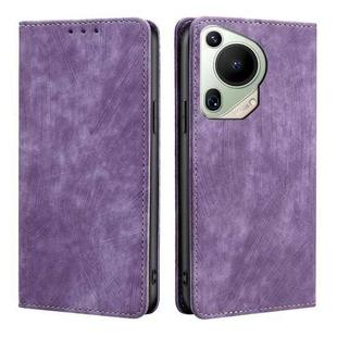 For Huawei Pura 70 Ultra RFID Anti-theft Brush Magnetic Leather Phone Case(Purple)