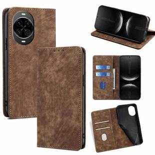 For Huawei nova 14 5G RFID Anti-theft Brush Magnetic Leather Phone Case(Brown)