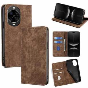 For Huawei nova 14 Pro 5G RFID Anti-theft Brush Magnetic Leather Phone Case(Brown)
