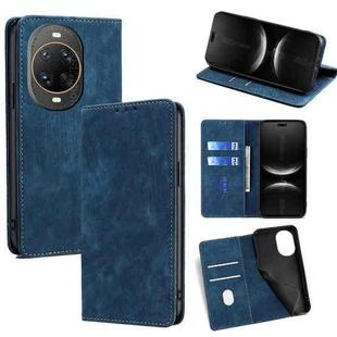 For Huawei nova 14 Ultra 5G RFID Anti-theft Brush Magnetic Leather Phone Case(Blue)