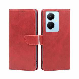 For vivo Y78 Plus 5G Calf Texture Buckle Flip Leather Phone Case(Red)