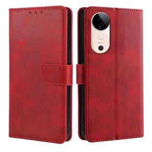 For vivo S19 Calf Texture Buckle Flip Leather Phone Case(Red)