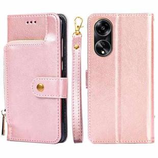 For OPPO A1 5G Zipper Bag Leather Phone Case(Rose Gold)