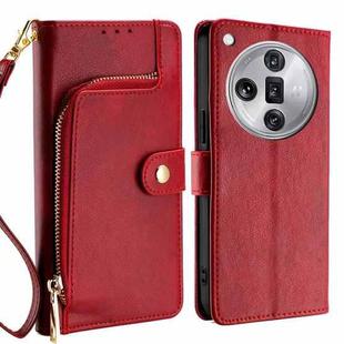 For OPPO Find X7 Ultra 5G Zipper Bag Leather Phone Case(Red)