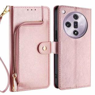 For OPPO Find X7 5G Zipper Bag Leather Phone Case(Rose Gold)