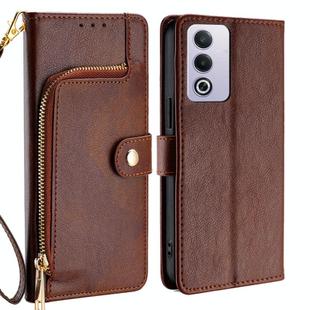 For OPPO A3 Pro 5G India Zipper Bag Leather Phone Case(Brown)