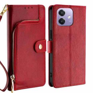 For OPPO A3 5G India Zipper Bag Leather Phone Case(Red)