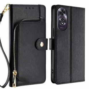 For OPPO A60 4G Global Zipper Bag Leather Phone Case(Black)