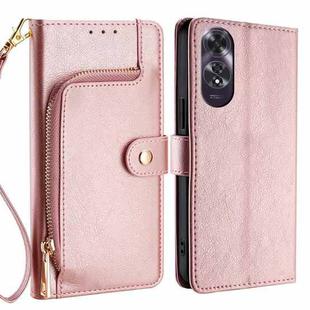 For OPPO A60 4G Global Zipper Bag Leather Phone Case(Rose Gold)