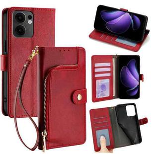 For OPPO Reno13 F 5G / 4G Zipper Bag Leather Phone Case(Red)