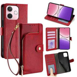 For OPPO A5 Pro 5G Global Zipper Bag Leather Phone Case(Red)