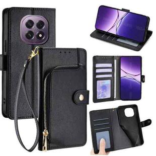 For OPPO A5 5G 2025 Global Zipper Bag Leather Phone Case(Black)