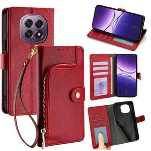 For OPPO A5 5G 2025 Global Zipper Bag Leather Phone Case(Red)