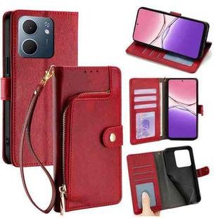 For OPPO A5x 5G Global Zipper Bag Leather Phone Case(Red)