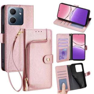 For OPPO A5x 5G Global Zipper Bag Leather Phone Case(Rose Gold)