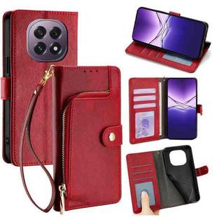 For OPPO F29 5G Global Zipper Bag Leather Phone Case(Red)