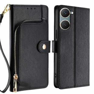 For vivo Y03 4G Zipper Bag Leather Phone Case(Black)