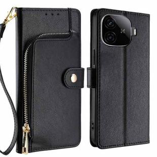 For vivo iQOO Z9 Turbo Zipper Bag Leather Phone Case(Black)