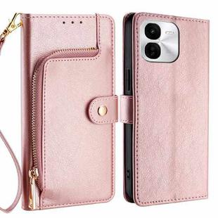 For vivo iQOO Z9x 5G Zipper Bag Leather Phone Case(Rose Gold)