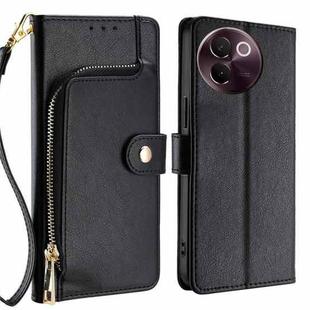 For vivo V30e 5G Global Zipper Bag Leather Phone Case(Black)