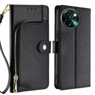 For vivo Y38 5G / T3x Global Zipper Bag Leather Phone Case(Black)