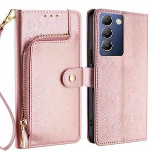 For vivo Y100 5G IDN Zipper Bag Leather Phone Case(Rose Gold)