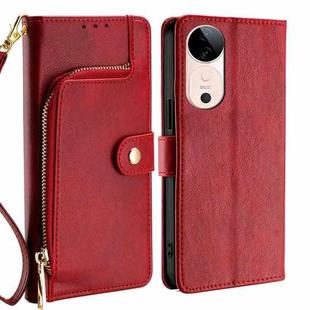 For vivo S19 Zipper Bag Leather Phone Case(Red)