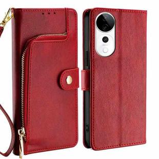 For vivo S19 Pro Zipper Bag Leather Phone Case(Red)