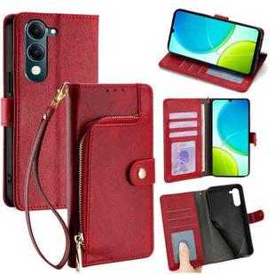 For vivo Y29s 5G / Y04 4G Zipper Bag Leather Phone Case(Red)