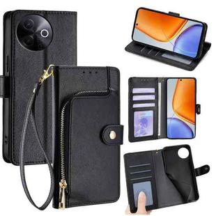 For vivo Y39 5G Global Zipper Bag Leather Phone Case(Black)
